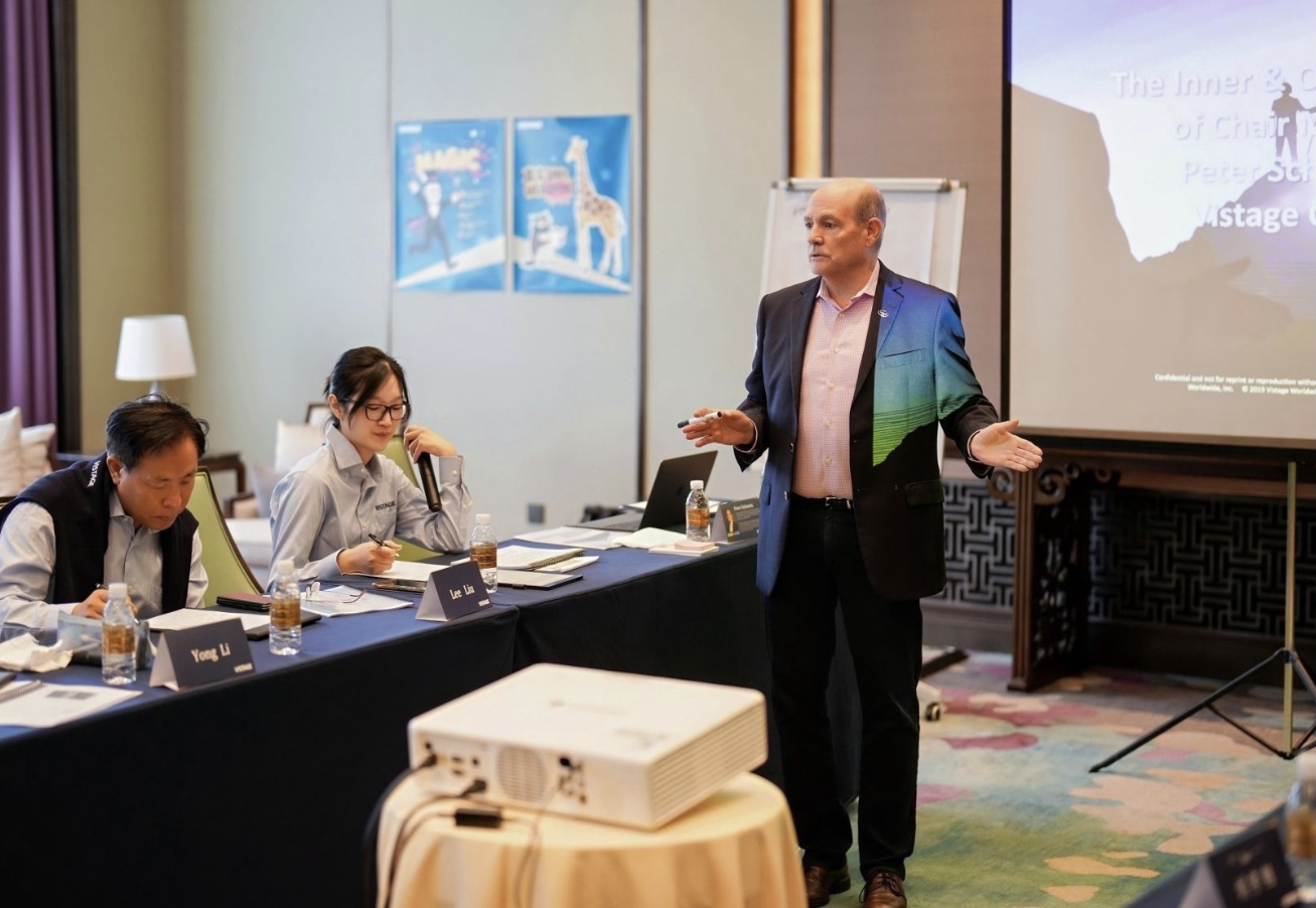 Peter D Schwartz Vistage Peer Advisory Group Chair In Front Of Group